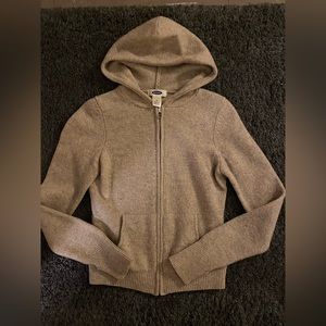 Beige cashmere zip up